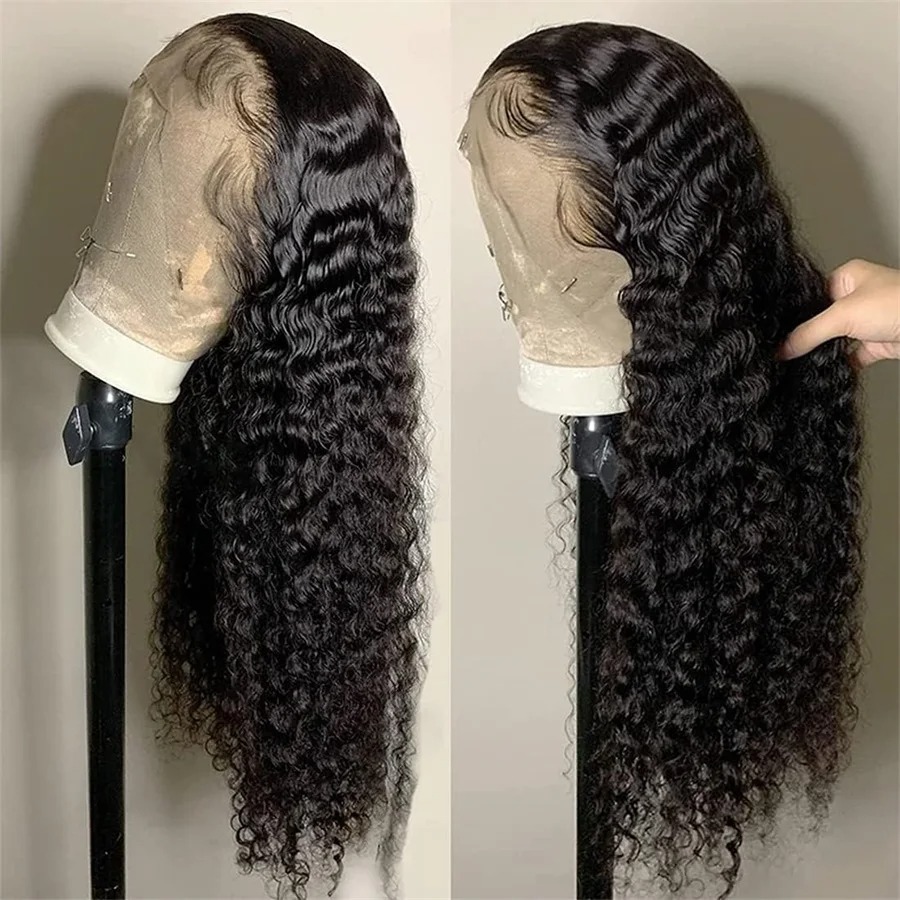 Black 13x4 Transparent Lace Curly Front Wig detail view 4