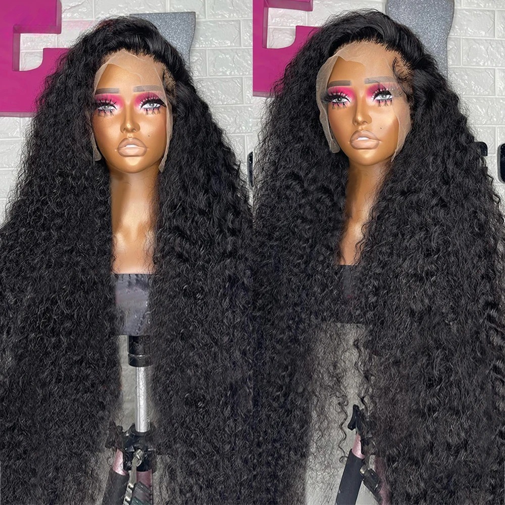 Black 13x4 Transparent Lace Curly Front Wig detail view 3