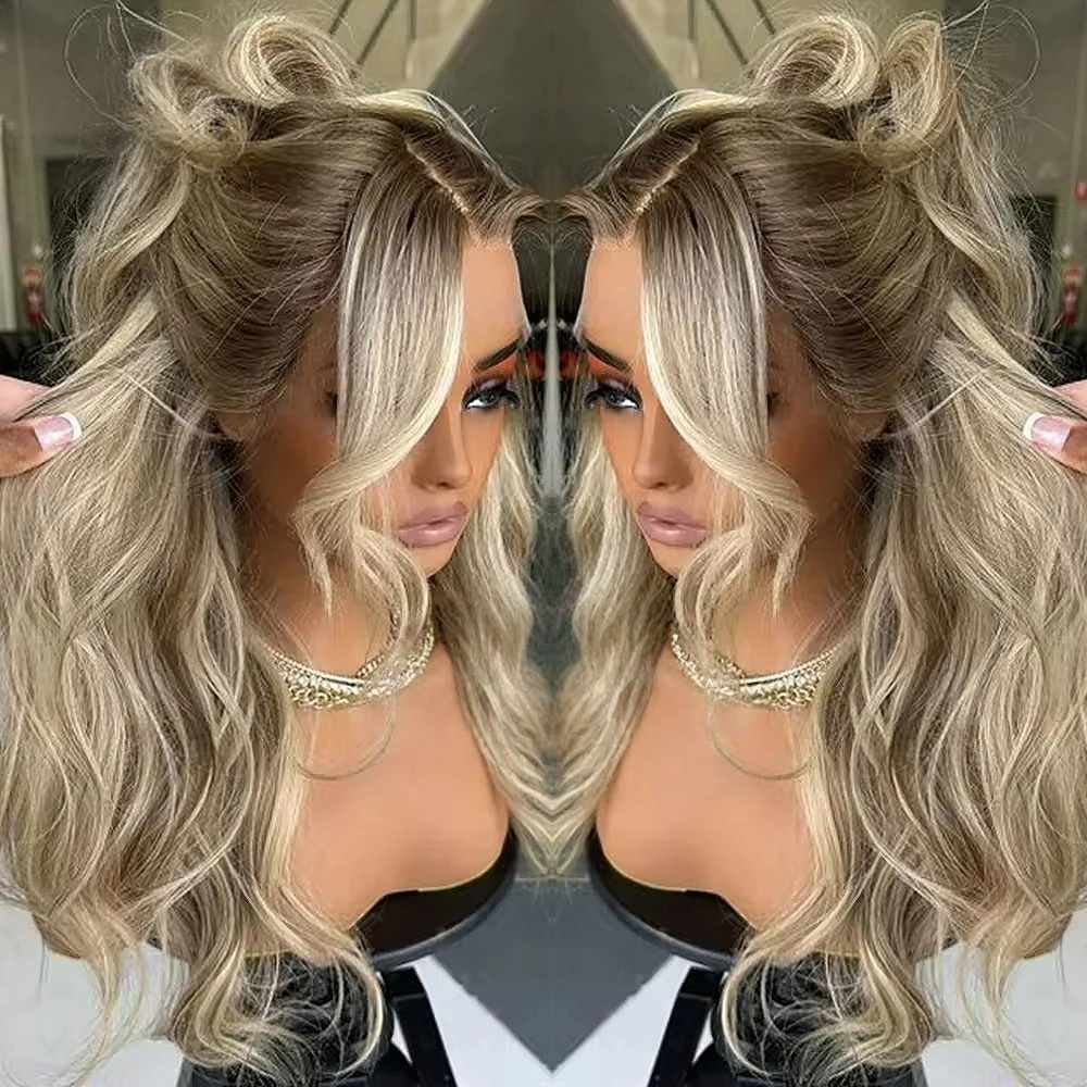 200% Density Ash Blonde Virgin Human Hair Wig With Natural detail view 1