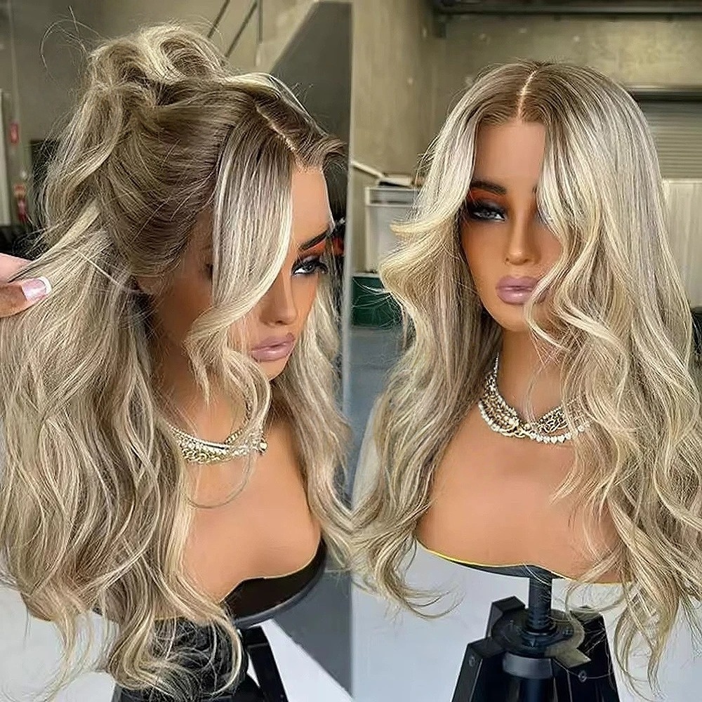 200% Density Ash Blonde Virgin Human Hair Wig With Natural detail view 3