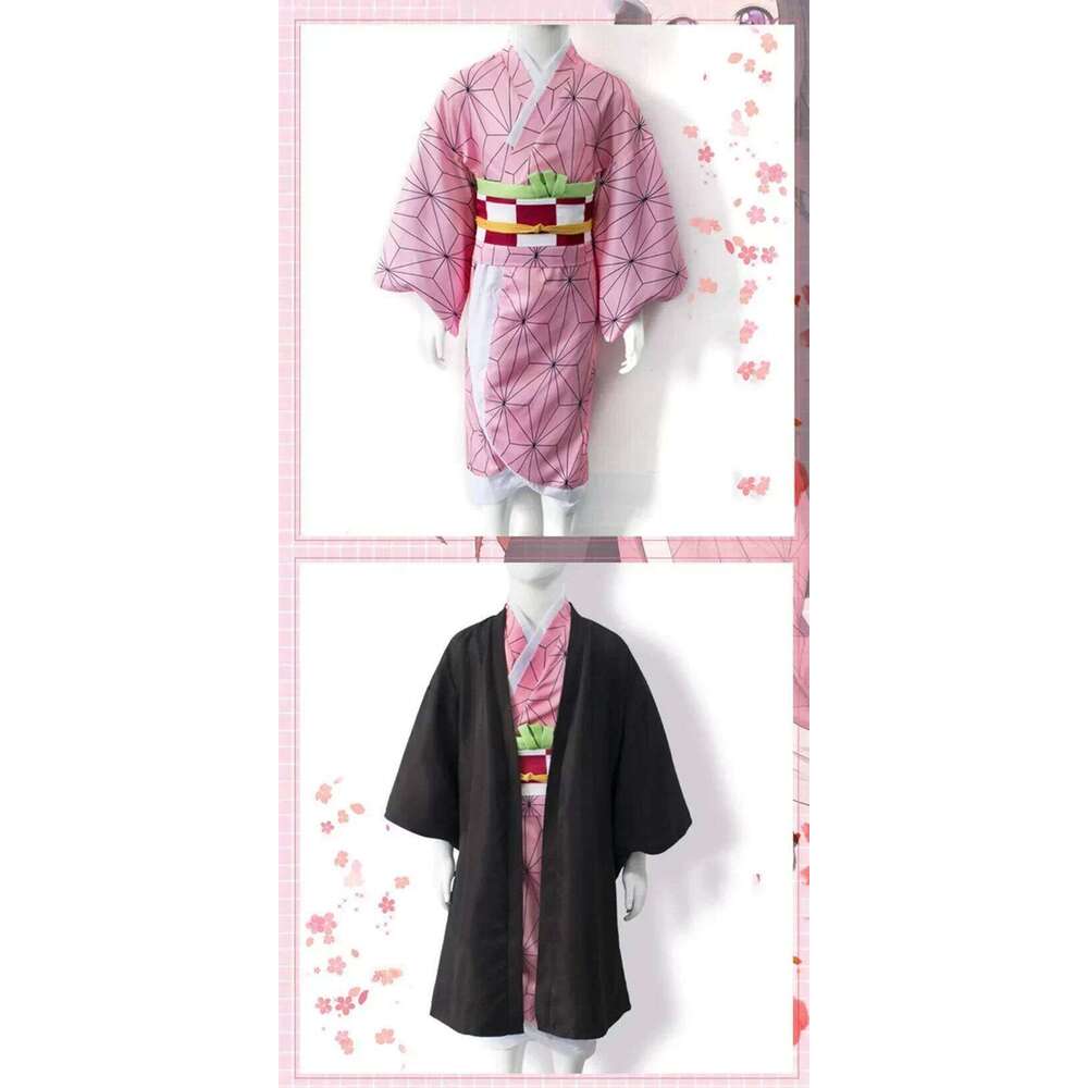 Anime character Nezuko cosplay kimono wig women's Halloween party detail view 2