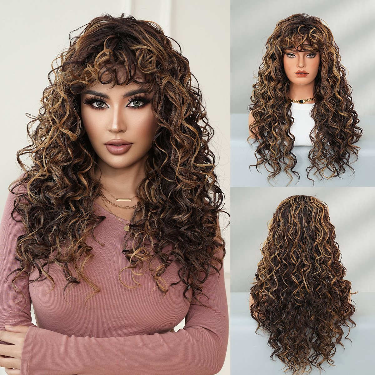 Synthetic Wig New Women's Wig Ladies' small curly wig Rose detail view 6