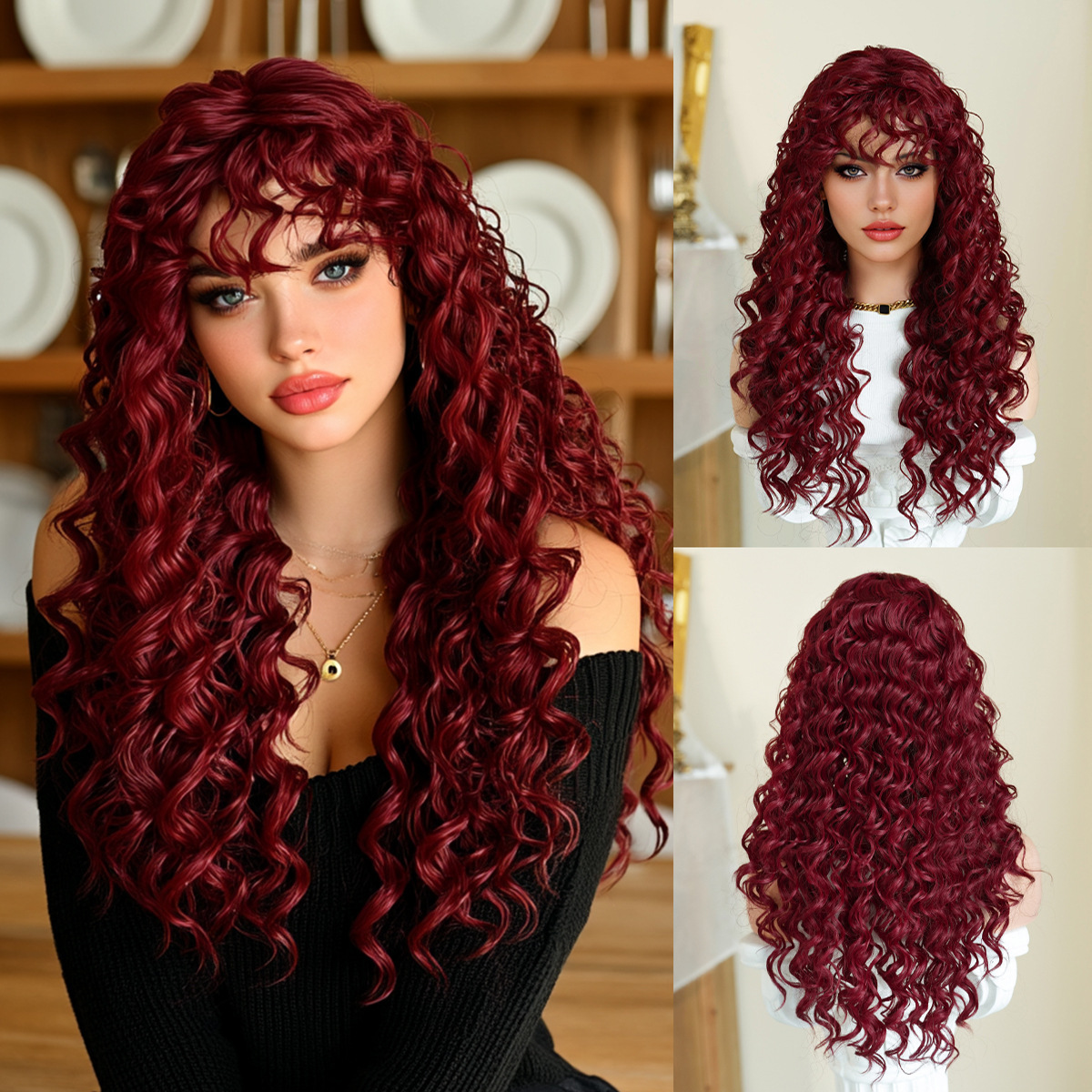 Synthetic Wig New Women's Wig Ladies' small curly wig Rose detail view 3
