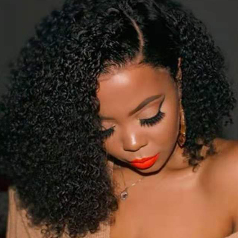 Fashion wig made of synthetic high-temperature silk African black detail view 5