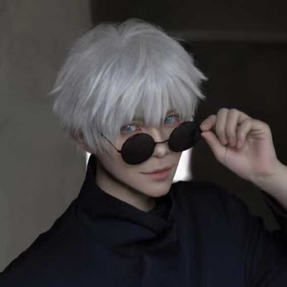 Gojo Sato Wig Silver White COS Spell Battle Anime detail view 5