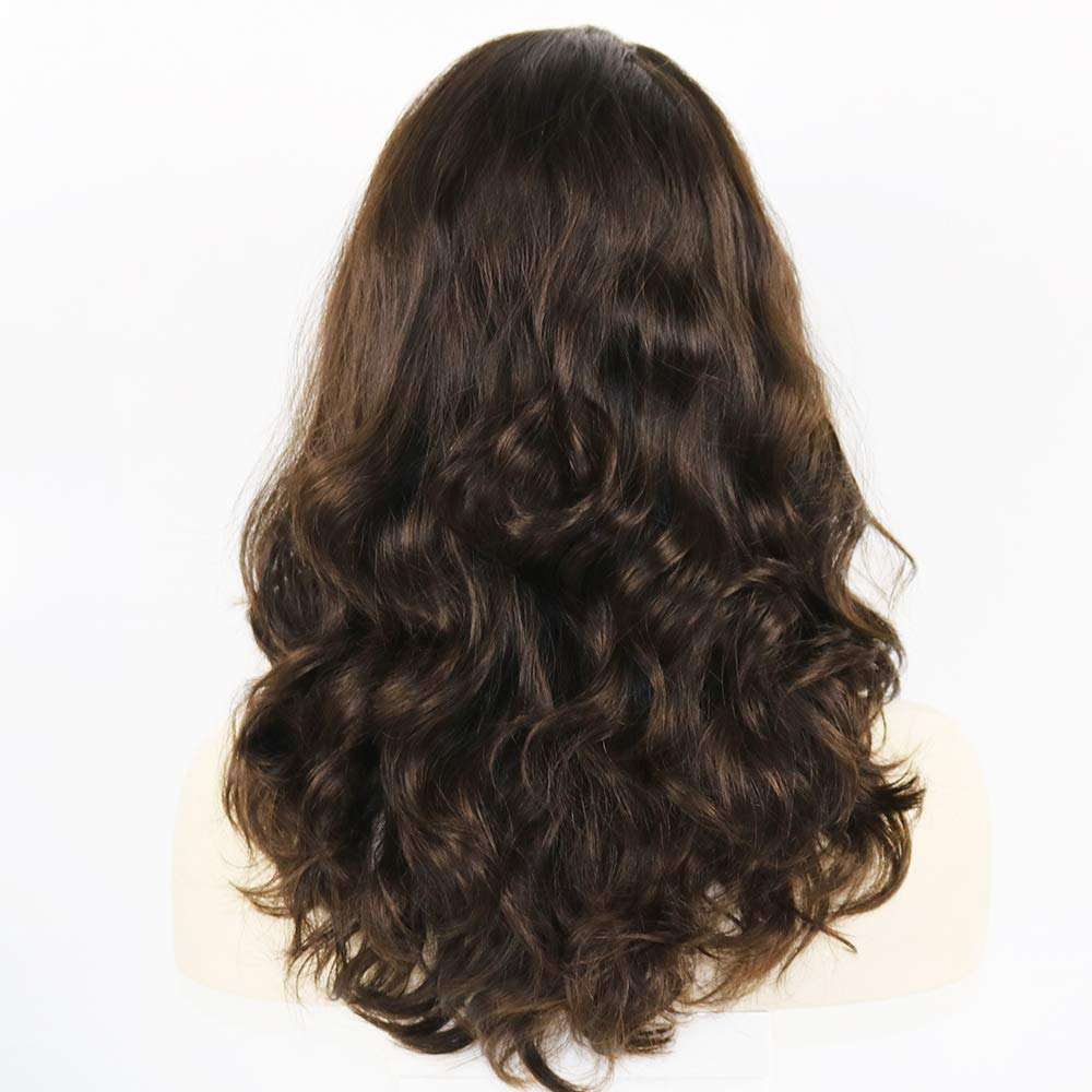 Glueless Long Body Wave Highlight brown Blonde Jewish Human Hair detail view 4