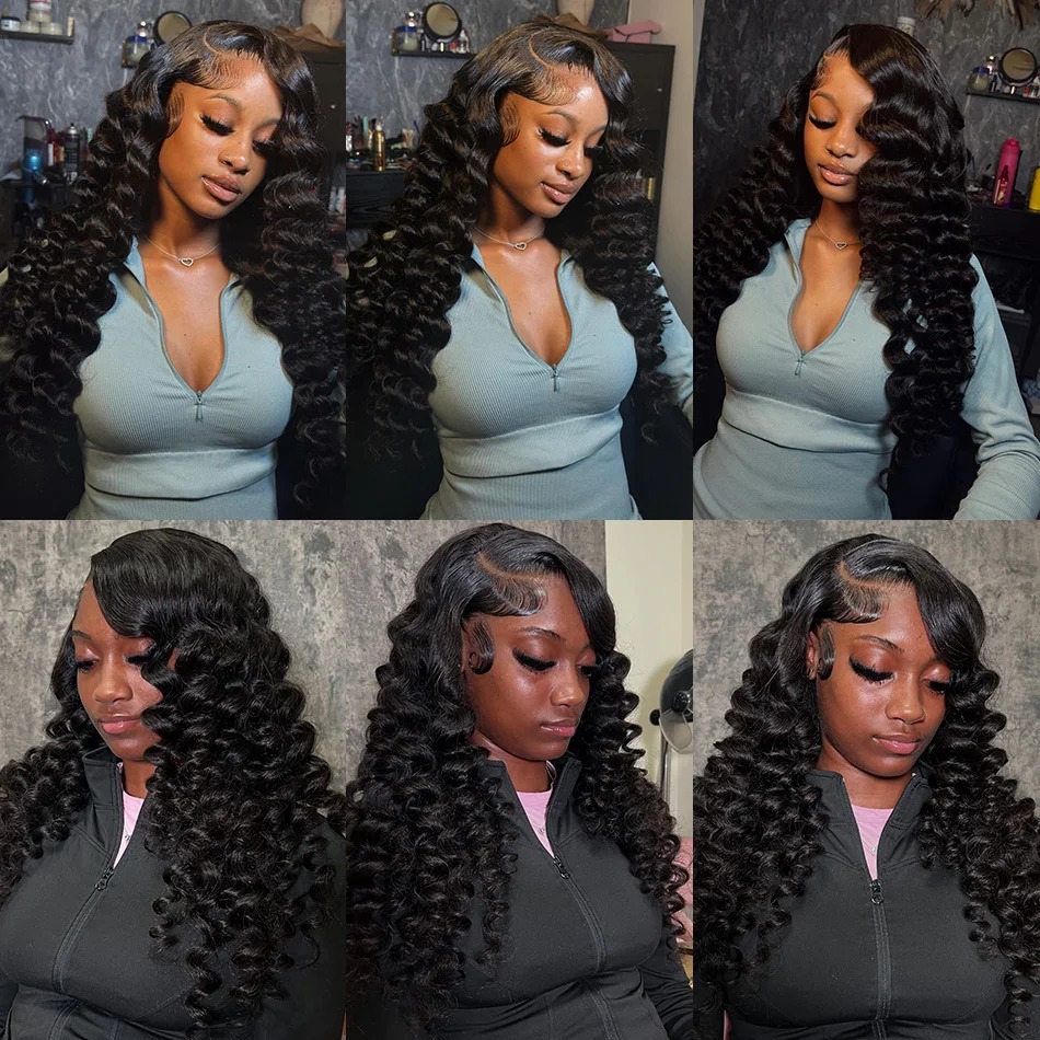 Deep Wave Human Hair Wig 250% Density and go 13x6 detail view 3