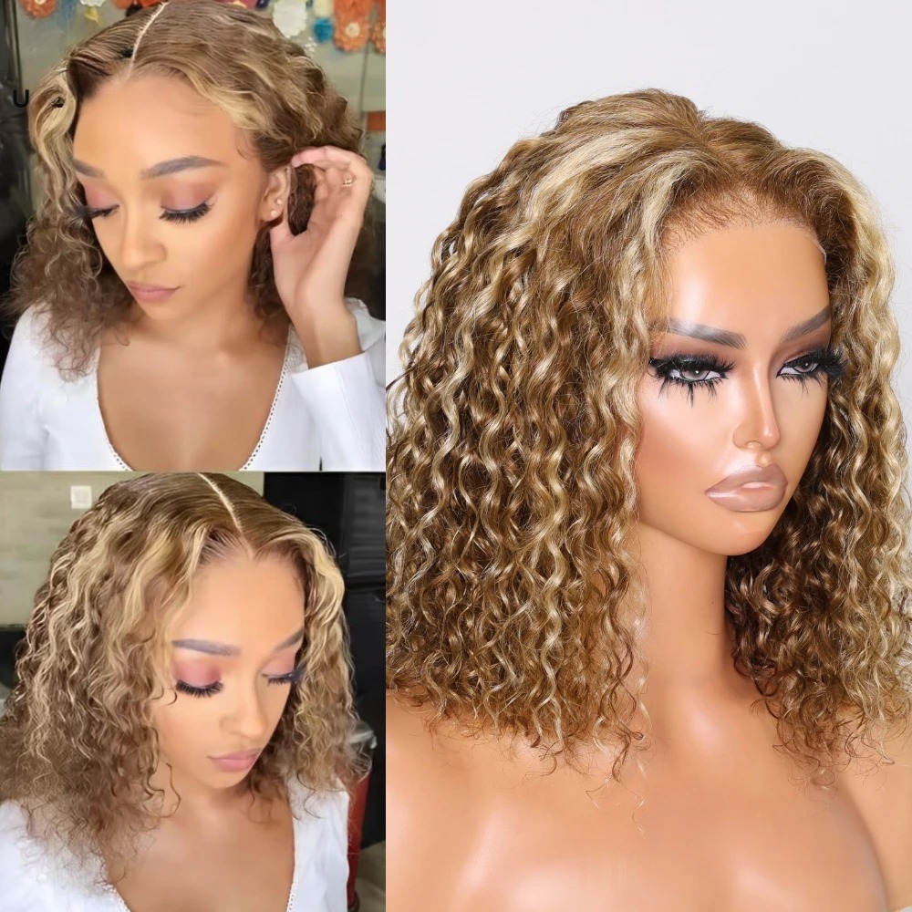 Hd Lace woman Wig Glueless Water Wave Short Bob Human detail view 3