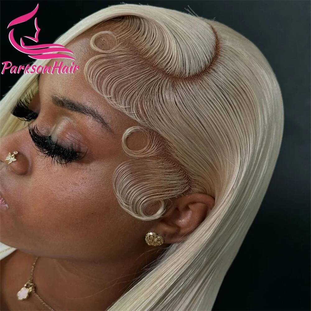 13*4 lace wig White 13X6 HD Platinum Ash Blonde 613 detail view 1