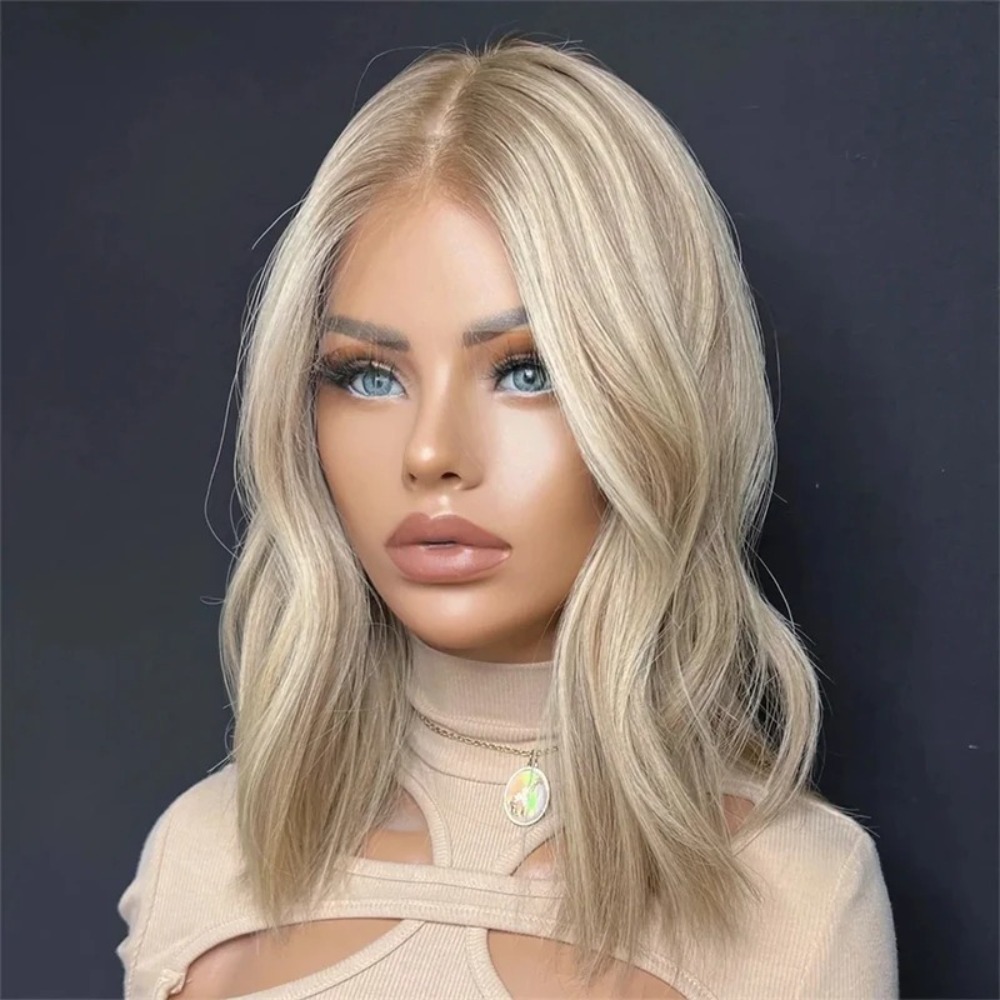 Platinum Ash Blonde 13x4 HD Lace Curly Bob Wig detail view 3