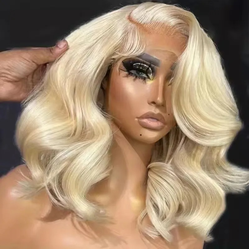 250 Density 613 Blonde Short Bob Body Wave Human Hair detail view 2