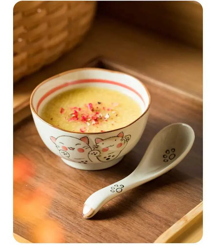Boal Shape Camera Cat Series Ceramic Rice Bowl 4.5 In, Japanese Style... From Alfreda05 ...
