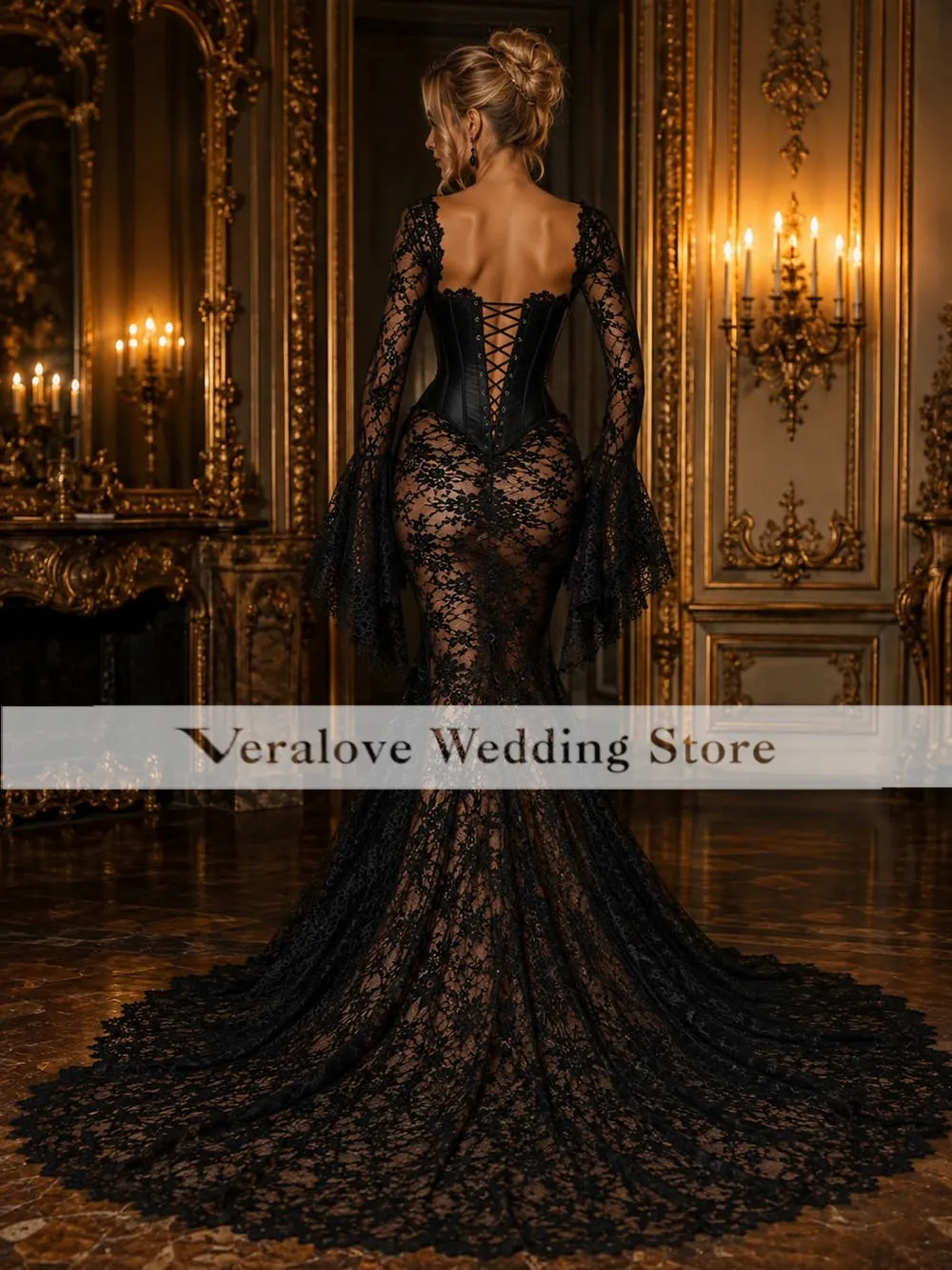 Vintage Gothic Black Mermaid Lace Prom Black Prom... From Veralove999, Rs.11,328.36