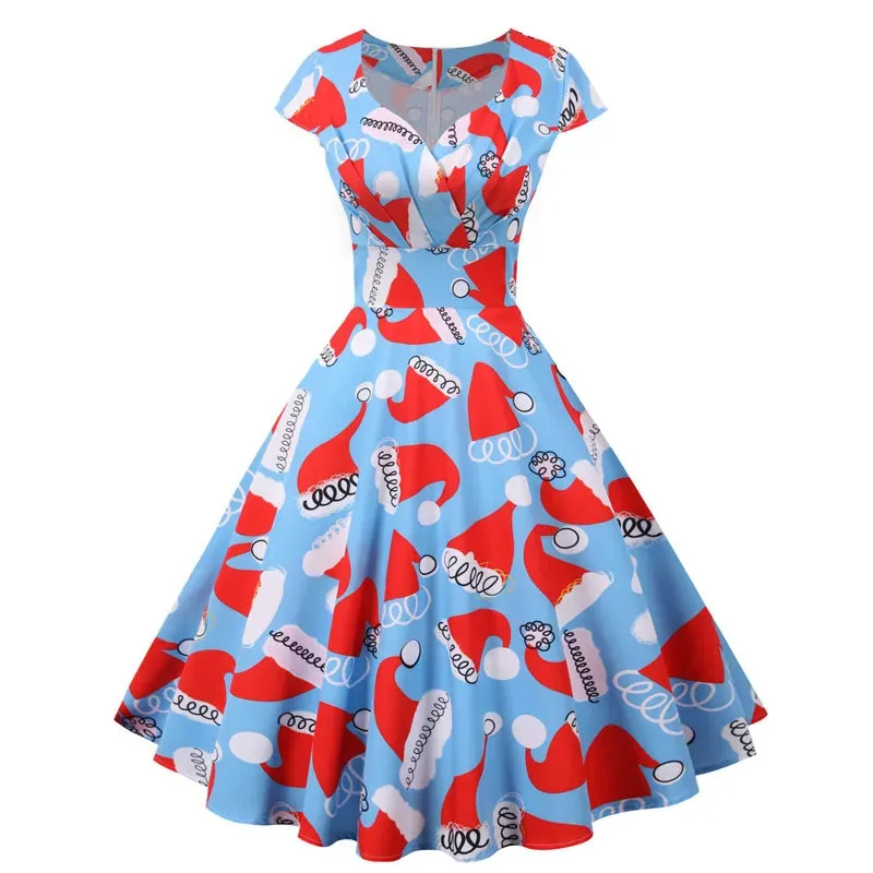 V Neck Short Sleeve Printed Christmas Dress, Large... From Xinchuang01, Rs.1,934.39 In Bulk