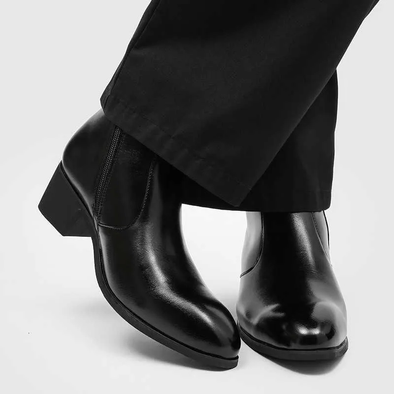 Wholesale Black Pointed Toe Chelsea Boots Men Genuine Leather... At Only $22.53