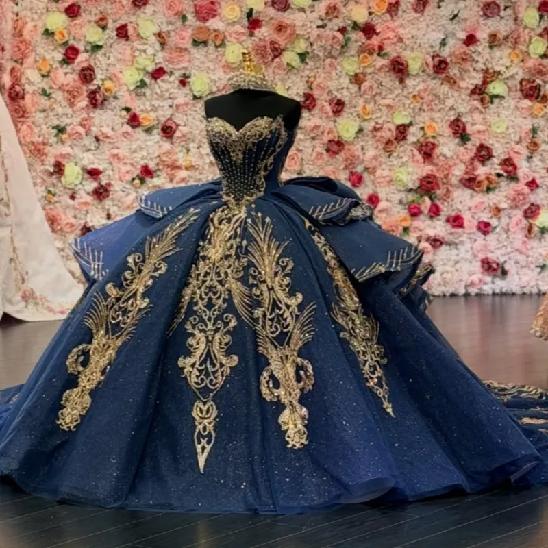 navy blue sweet 16 dress Glitter Quinceanera Dresses Off Shoulder... From Zaomeng321, $323.62 Size:Medium and holiday soirées cocktails The brightest stars in