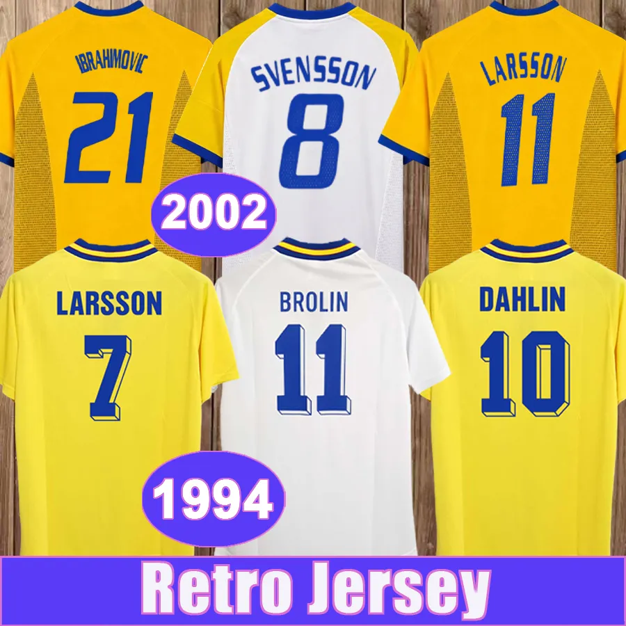 LARSSON Sweden Mens Soccer Jerseys Retro 1994 From Sportjersey8 LARSSON Sweden Mens Soccer Jerseys Retro 1994 From Sportjersey8