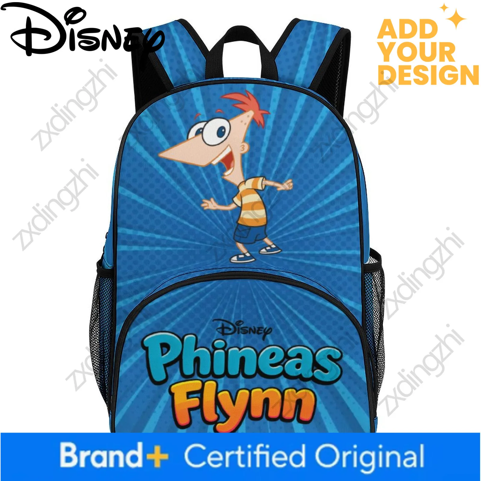 デザイン専用 Phineas Flynn Benrus Backpack Large Capacity Disney From