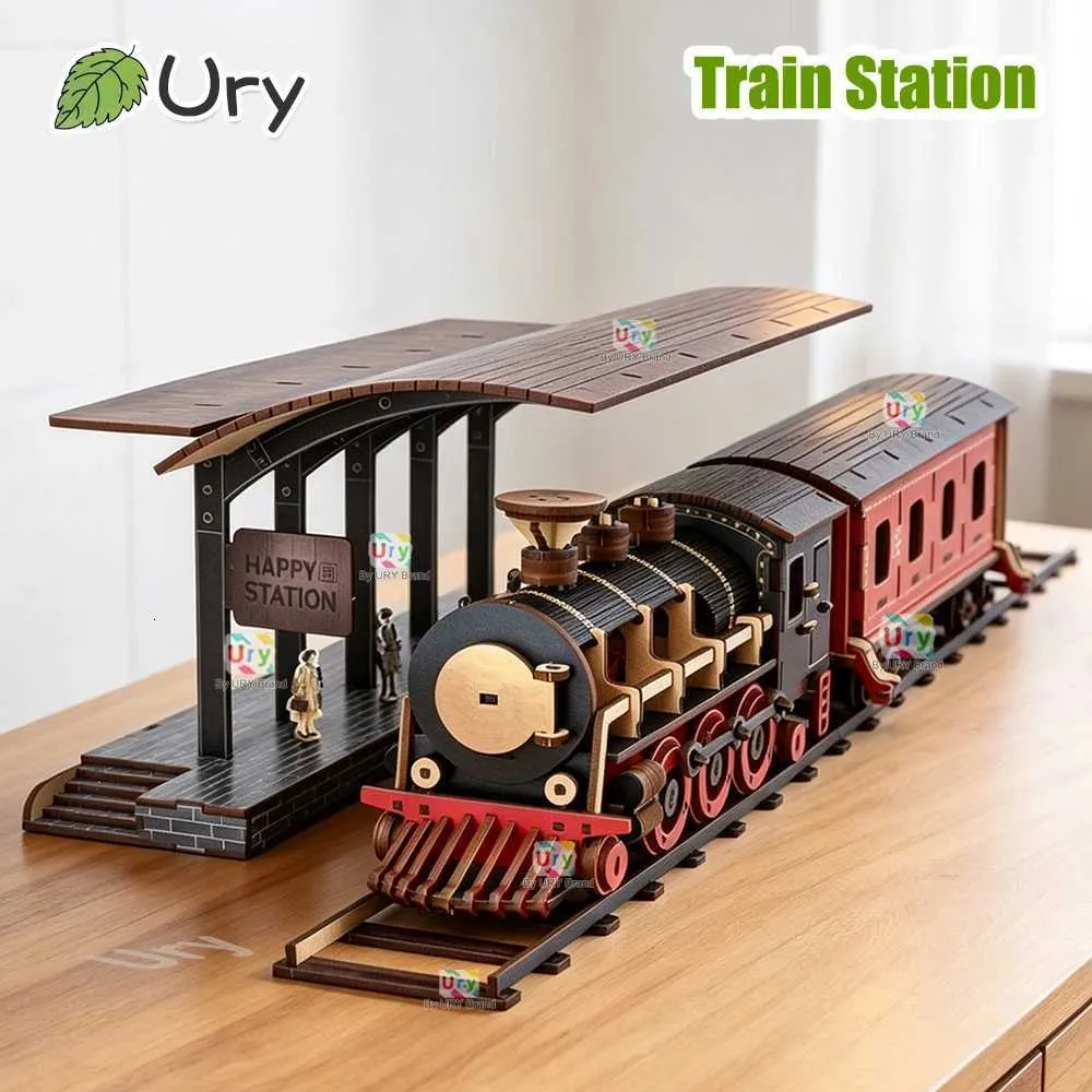 3D Wooden Puzzle, Retro Red Steam Train And Station... From Kaffeina ...