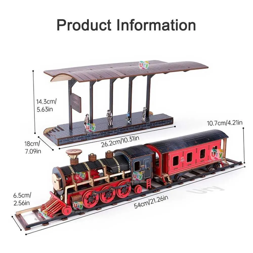 3D Wooden Puzzle, Retro Red Steam Train And Station... From Kaffeina ...