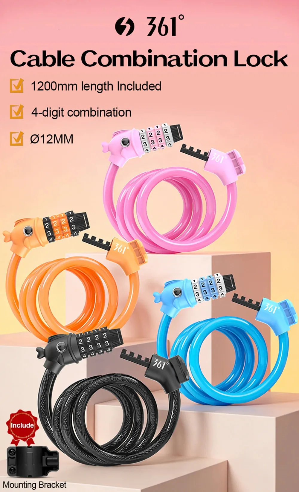 Lock Keep Pvc 4 Digit Combination Cable Bike Lock, Anti Theft... From Keng06, $15.66 ...