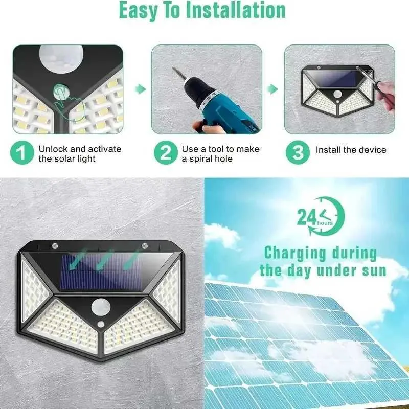 Shop Solar Street Light, 100/118 LED Outdoor Security... | DHgate.Com