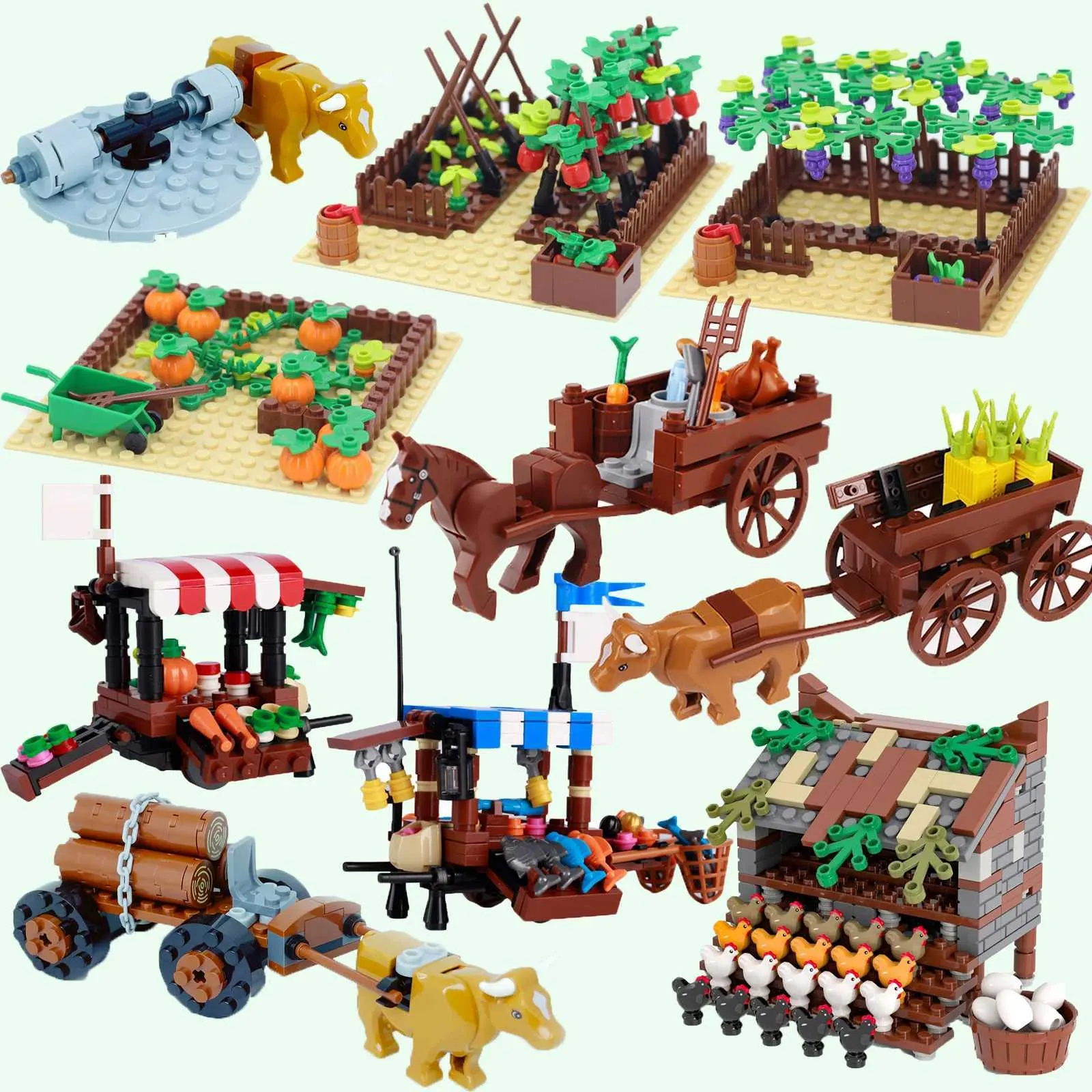 Building Blocks Farm Set With Crop Plants, Pumpkin,... From Cubbye, $8. ...