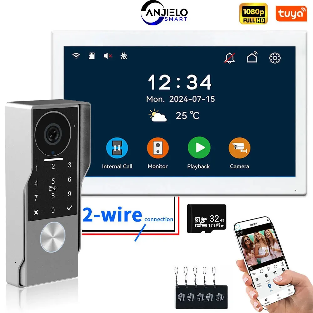 Intercom Pin Ana ANJIELO 2-Wire Video Door Phone with TUYA App IC Card PIN Unlock Metal ...
