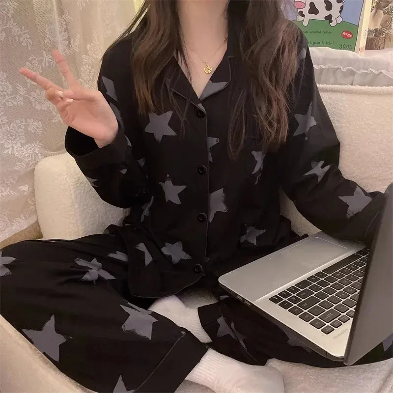 Womens acrylic knit long sleeved pajamas nightgown for spring and ...