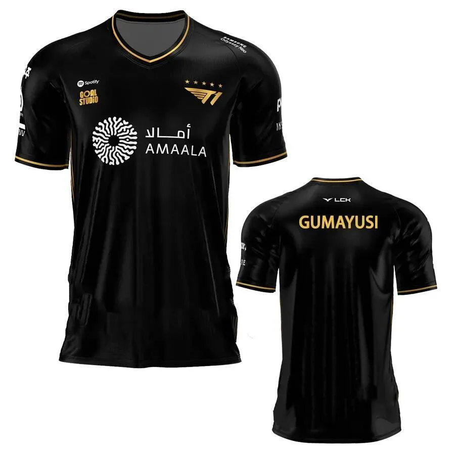 T1 uniform jersey gumayusi t shirt LCK 2024 T1 Uniform Jersey FAKER Uniform T-shirt Mens SKT T1 Esports LOL Tees