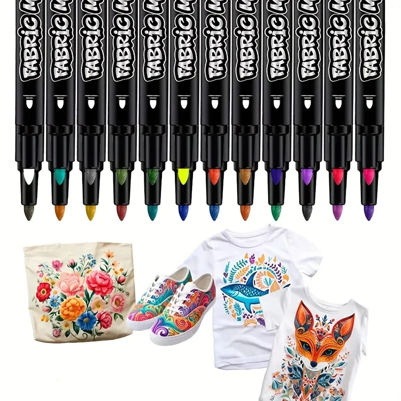 Permanent Fabric Markers Colorful Fabric Pens Non-Toxic Waterproof Fade