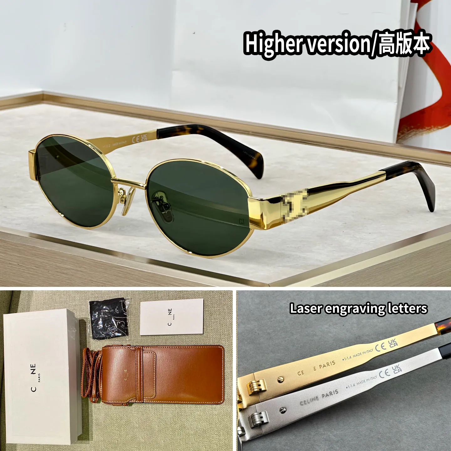 Brown and black Designer Sunglasses with Gold Logo Made in Italy Gucci GG0876S Women Square Designer Polarized BIFOCAL  main image 2