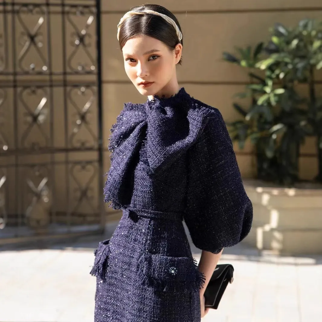 fitted tweed dress Custom Pink Tweed Mini to Midi Dress: Any Length, Any Size