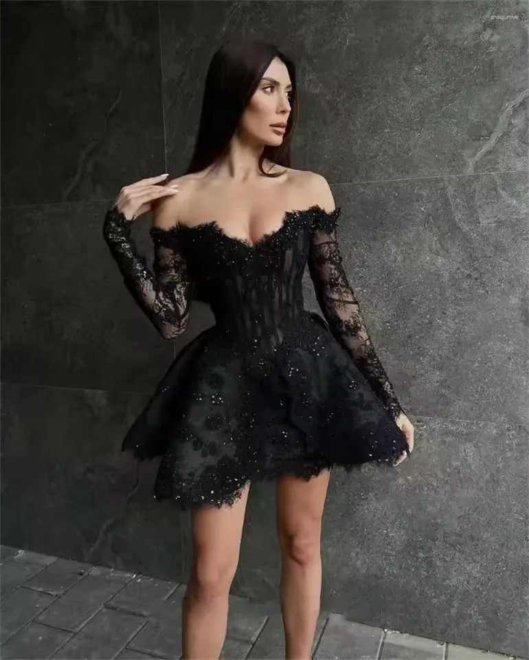 Gothic Black Cocktail Homecoming Dress Lace Off... From 86,45  | DHgate