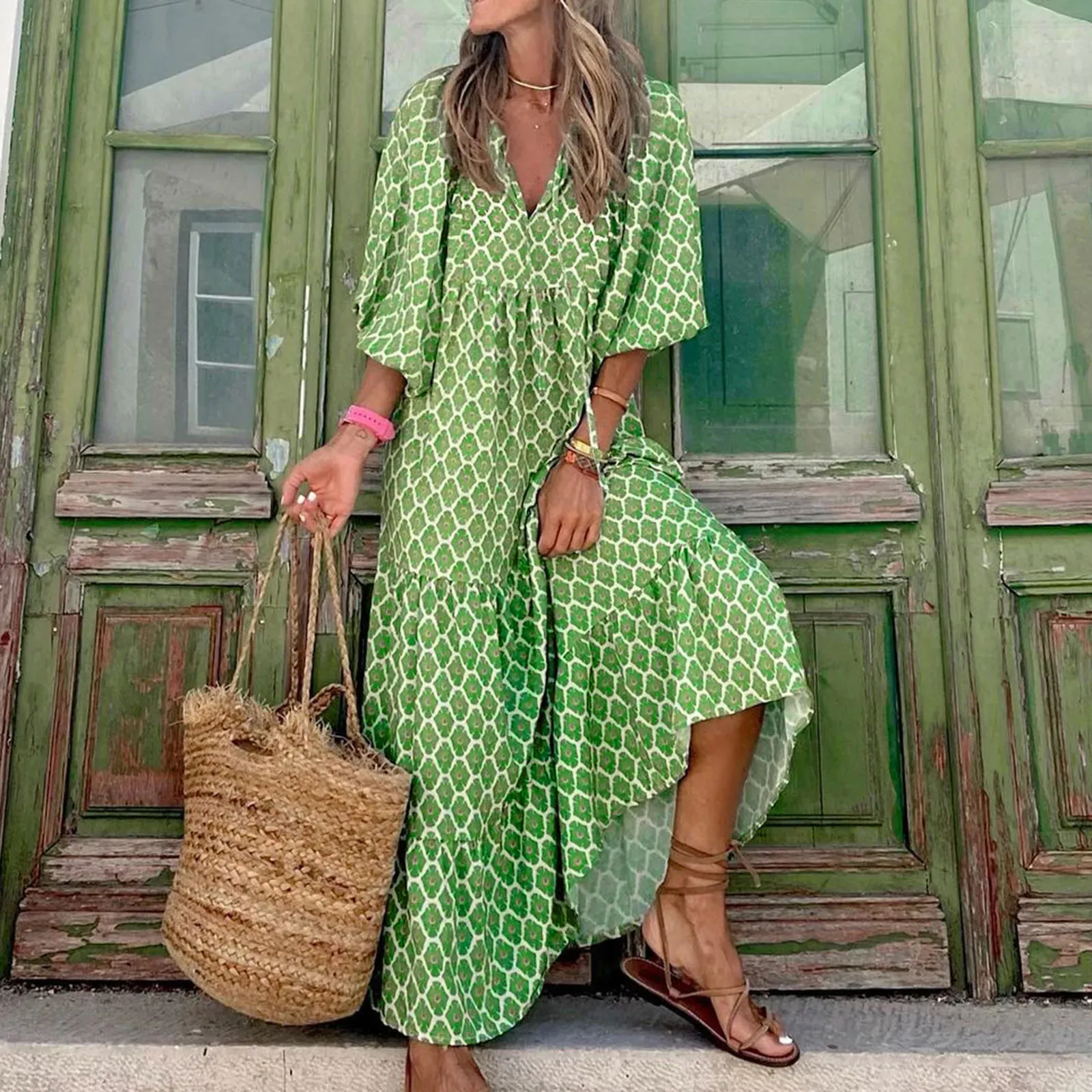tropical dresses for party Forest Mirage Hawaiian Long Muumuu Red Dress Red / L Embrace Hawaiian tropical style with this floral maxi dress Boho Floral Beach Flowy Dress