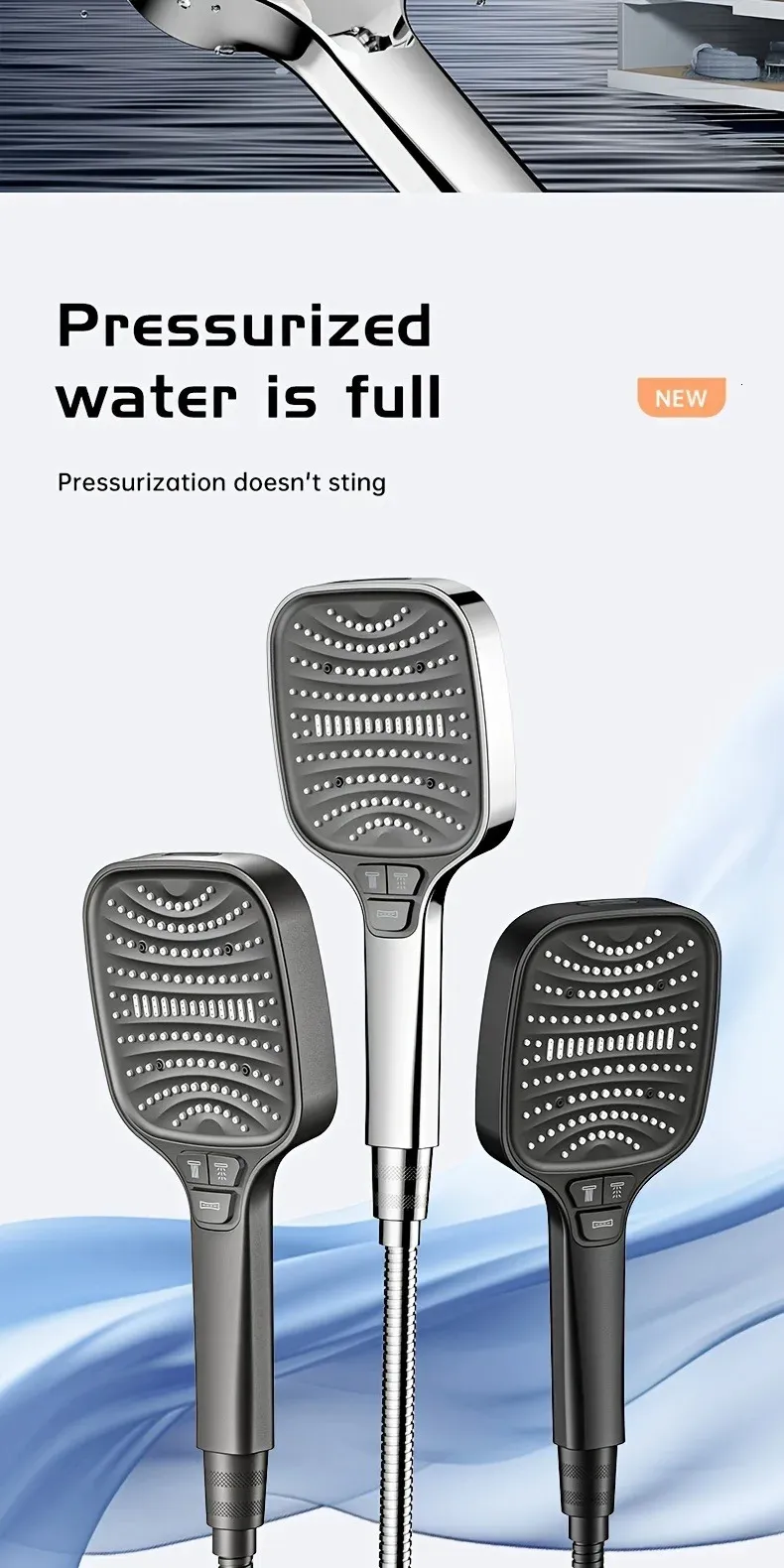 12cm Large Panel Shower Head with Filter Bathroom High Pressure Water ...