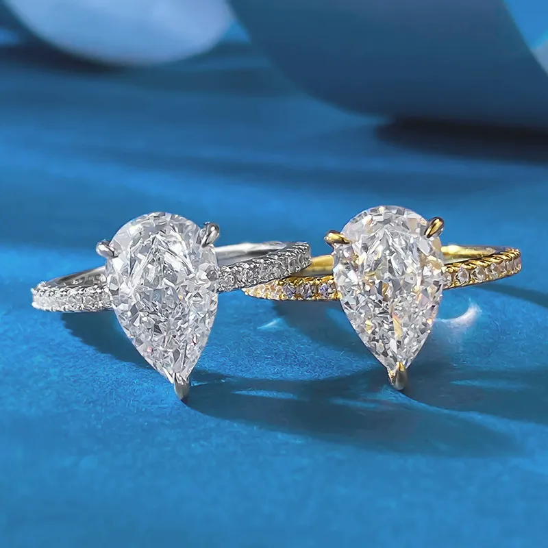 Water Drop Diamond S925 Sterling Silver Ring for Women with  display picture 1