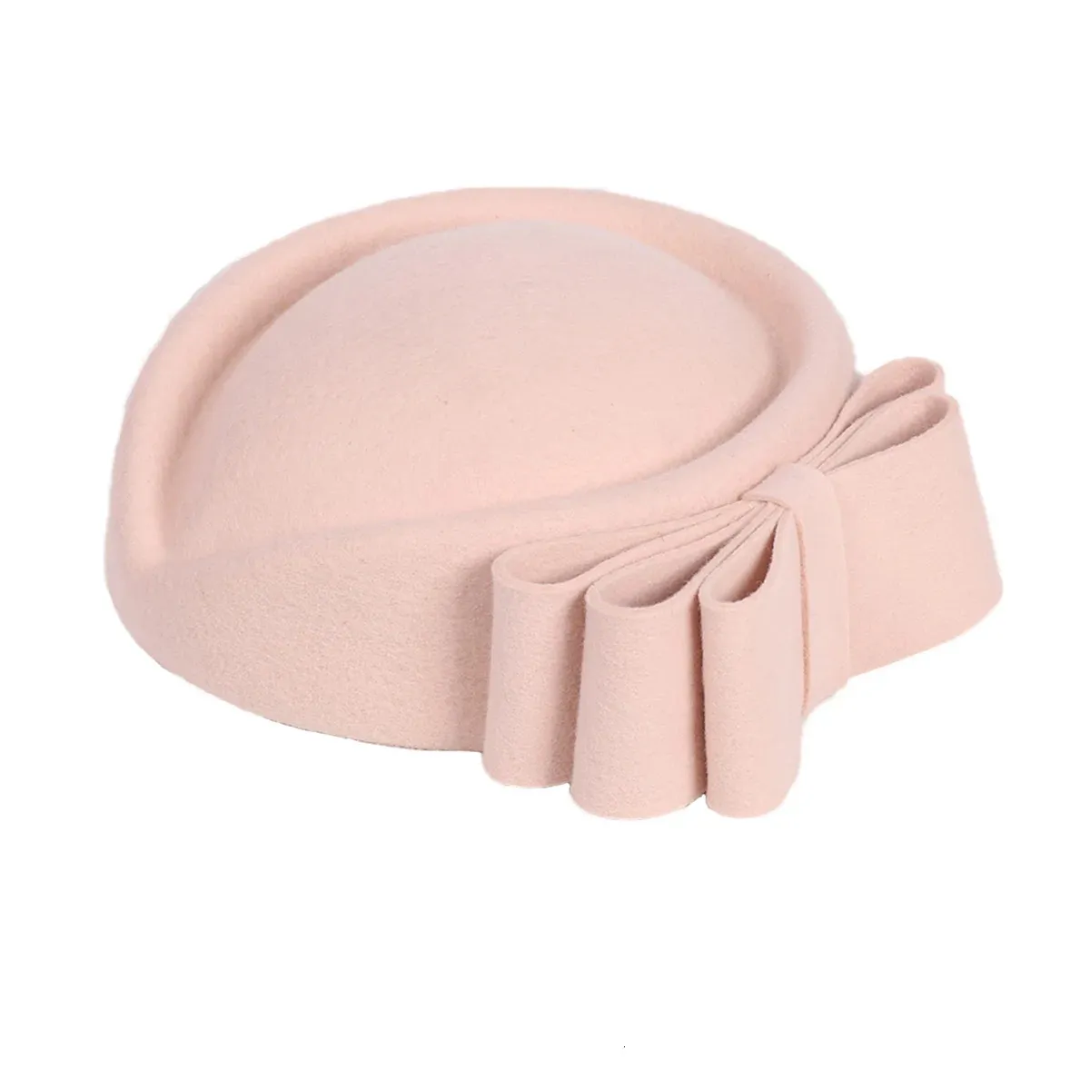Wool Felt Bowler Fascinator Hat with Bowknot, Elegant Wedding Tea Party Beret FS 100% Wool Felt British Fascinator Hats For Women Ladies  main image 2