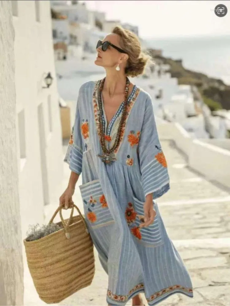 Casual Dresses Summer Large Size Striped Print Long... From 18,64  | DHgate
