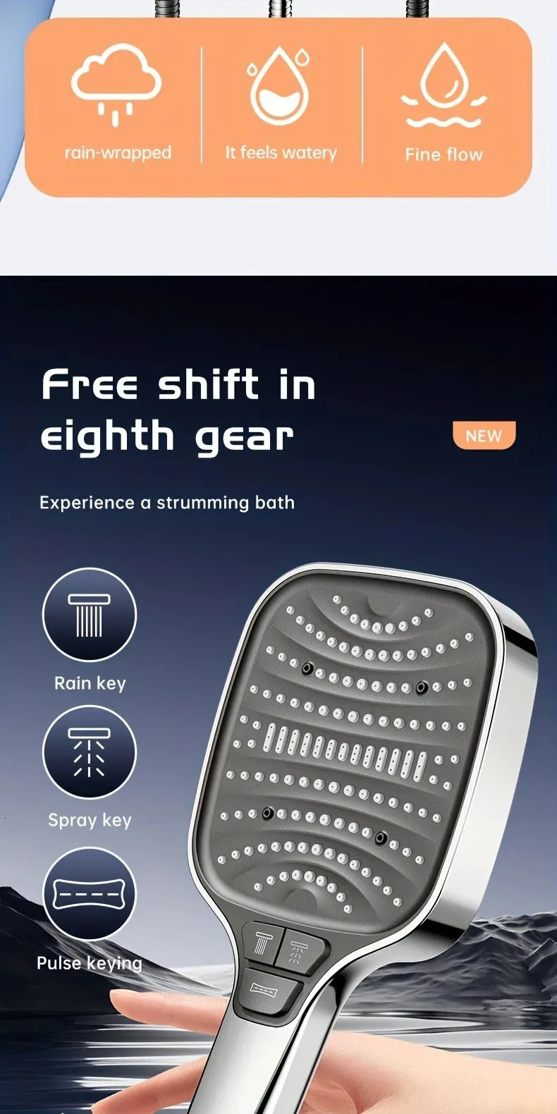 12cm Large Panel Shower Head with Filter Bathroom High Pressure Water ...