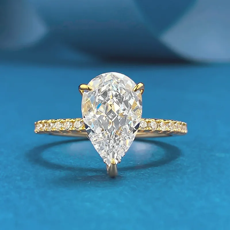 Water Drop Diamond S925 Sterling Silver Ring for Women with  display picture 1