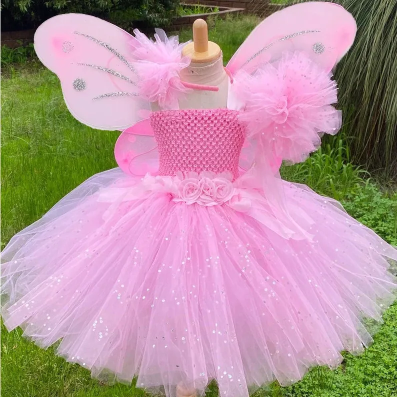 glitter fairy dress Butterfly Fairy Sequin Mini Dress with Train
