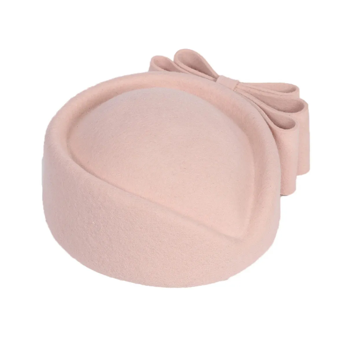 Wool Felt Bowler Fascinator Hat with Bowknot, Elegant Wedding Tea Party Beret FS 100% Wool Felt British Fascinator Hats For Women Ladies  main image 3