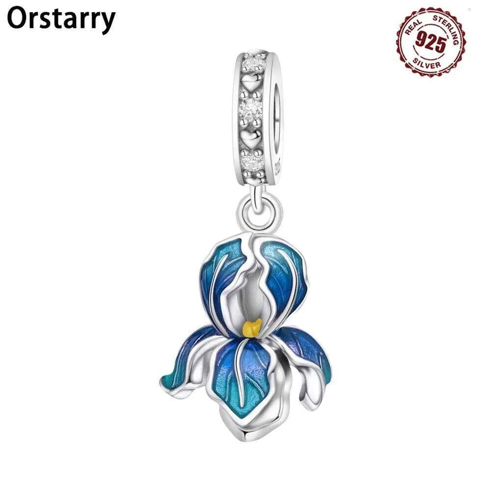 PANDORA ブルーフラワーピアス＆ネックレスセット　シルバー925 925 Sterling Silver Blue Iris Flower Pandora Pendants From