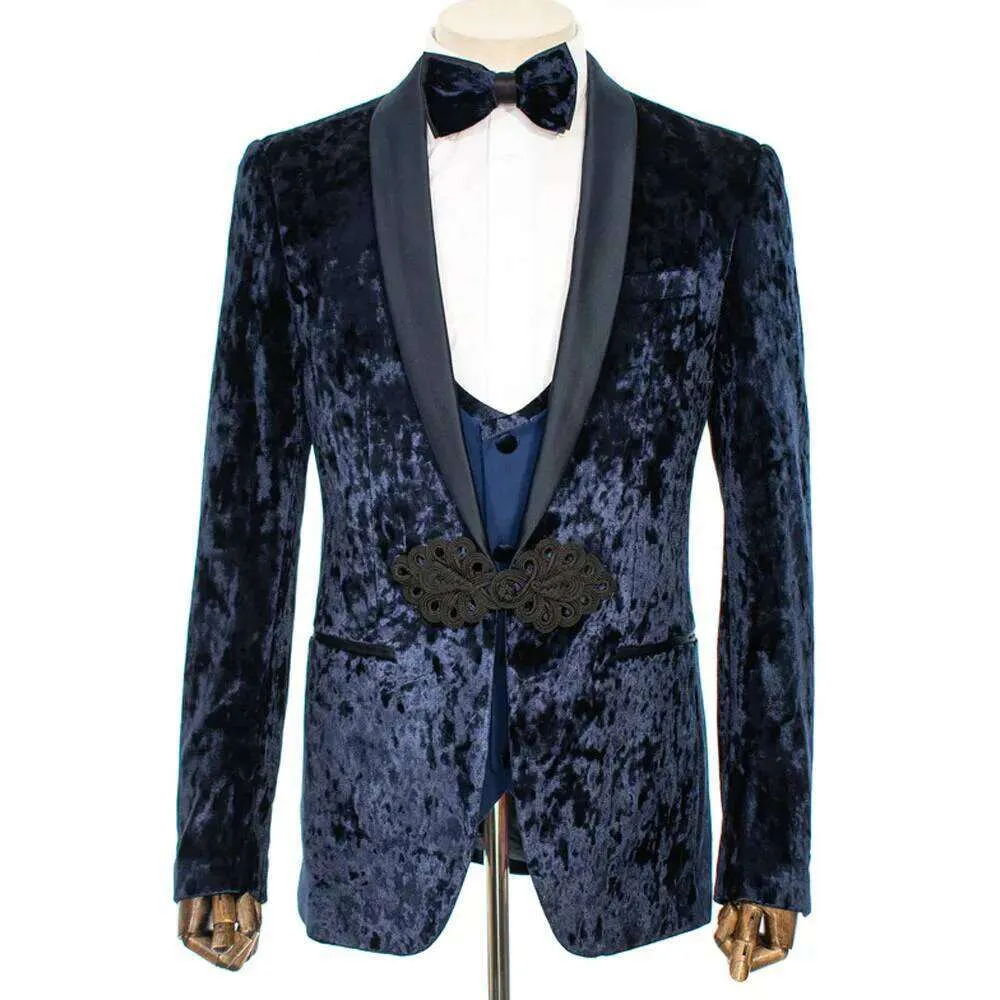 Spring Time Tux Formal Men's Two-Piece Satin Tuxedo Suit with Peaked Lapel and Back ...