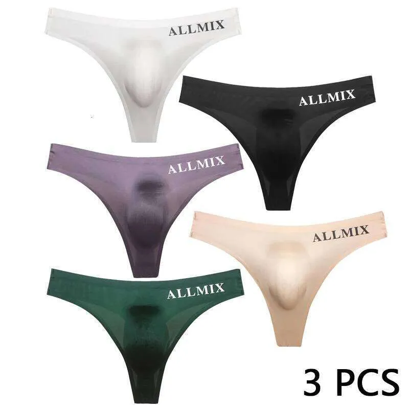 Mens Ice Silk Thongs Low Waist Transparent Seamless G Strings For ...