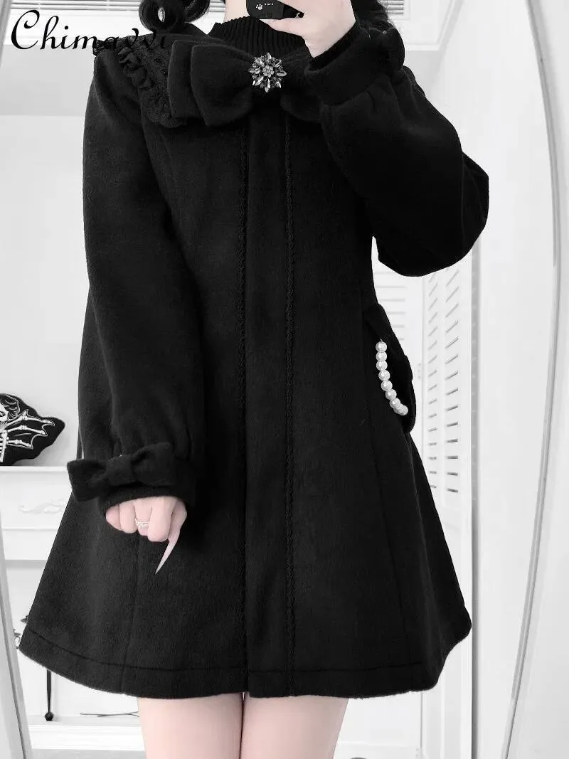 Ddmytues Black Wool Coat For Women Japanese Style From Ddmytues