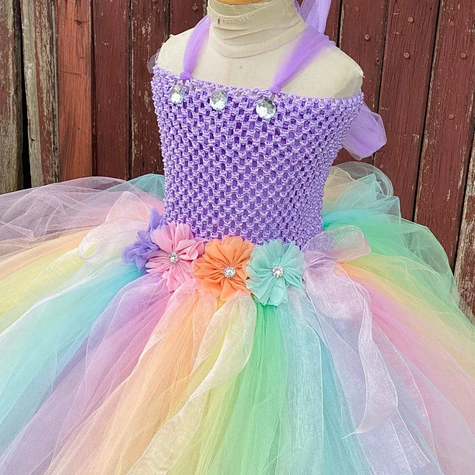 Girls Pastel Fairy Dress Kids Glitter Flower Tutus... From 10,4 €