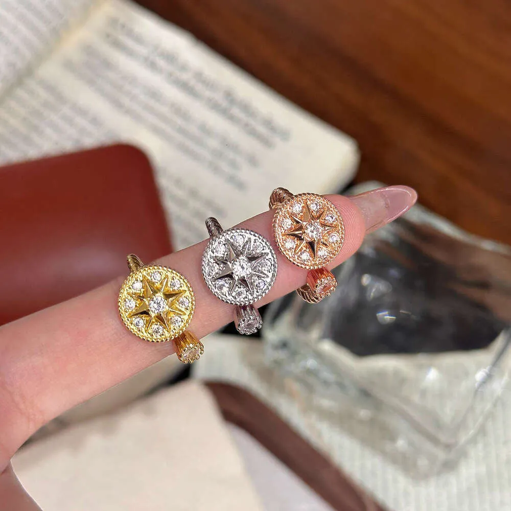 Compass Octagonal Star Ring Set With Sparkling Diamonds Luxury Inspired Elegant Jewelry_voghion.com