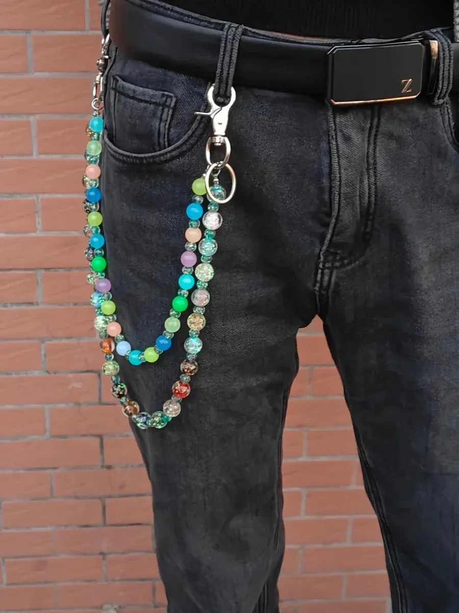 DIY Luminous Glass Beads Pants Chain Multicolored... From  display picture 3